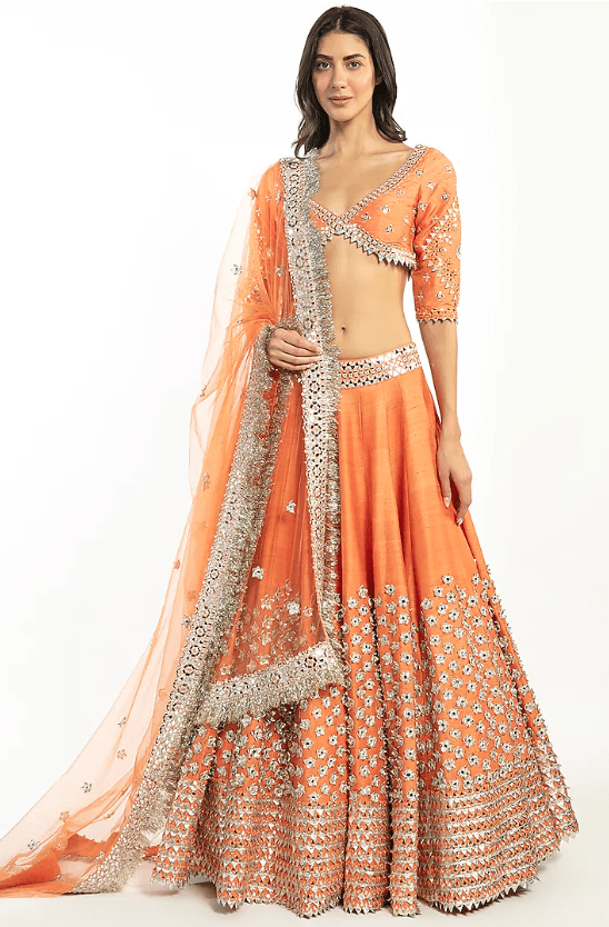 Kesar Orange Embroidered Lehenga Set - Image 4