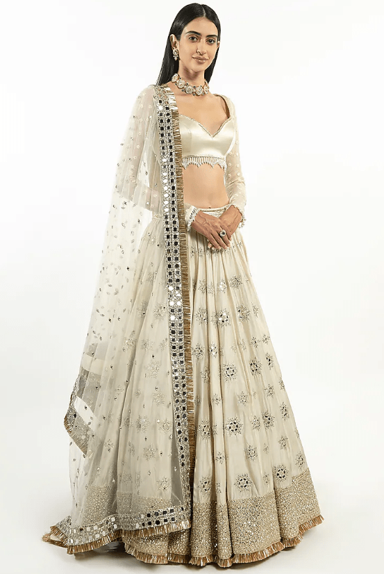 Ivory Zari Embroidered Lehenga Set - Image 4