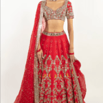 Begum Red Embroidered Lehenga Set