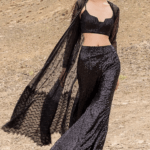 Black Georgette & Net Sequins Embroidered Cape Set