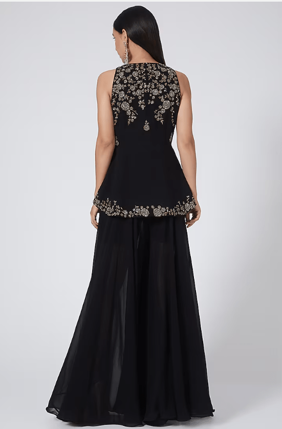 Black Embroidered Sharara Set - Image 2