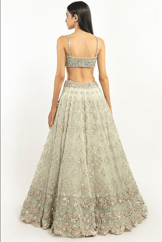 Mint Green Embroidered Lehenga Set - Image 2