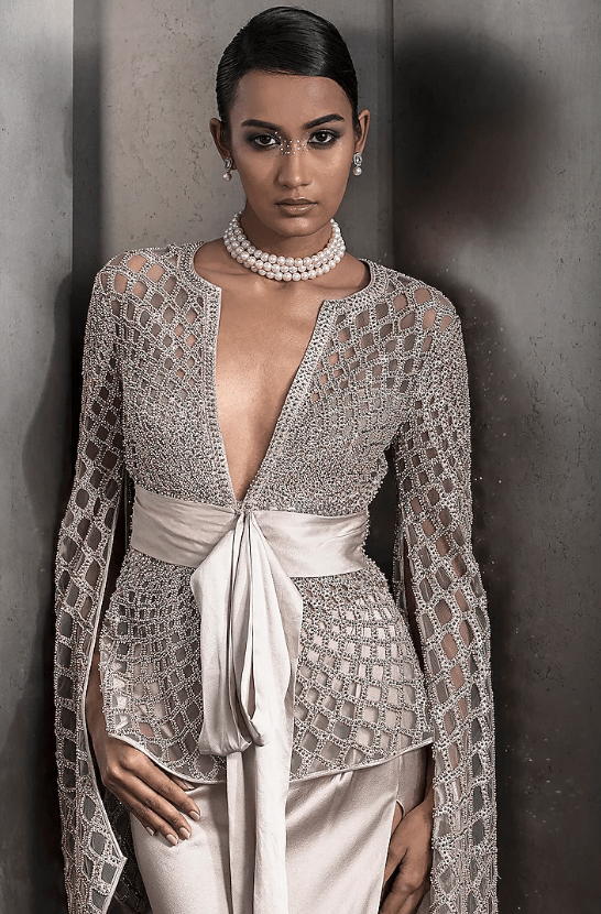 Hearthstone Tulle Cutwork & Metallic Sequins Embellished Jacket - Image 3