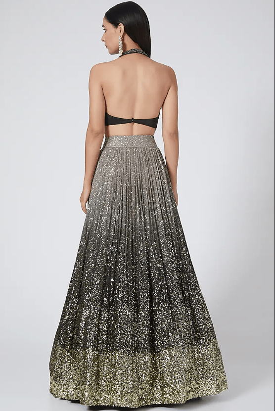 Grey Ombre Sequins Lehenga Set - Image 2