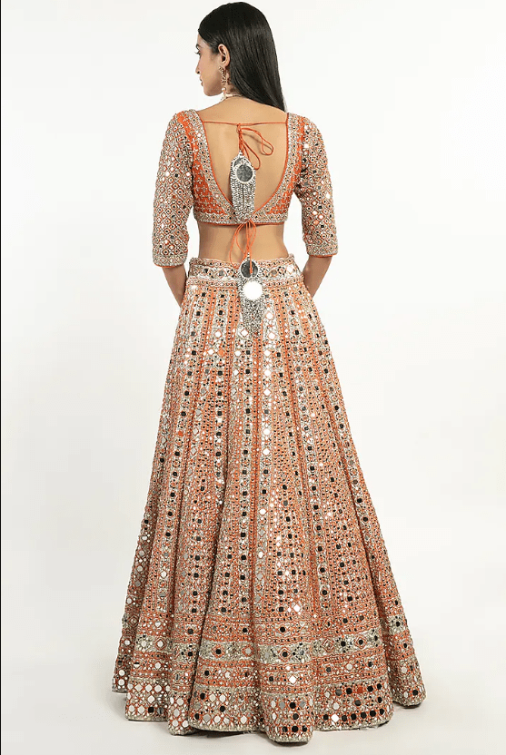 Orange Embroidered Lehenga Set - Image 2