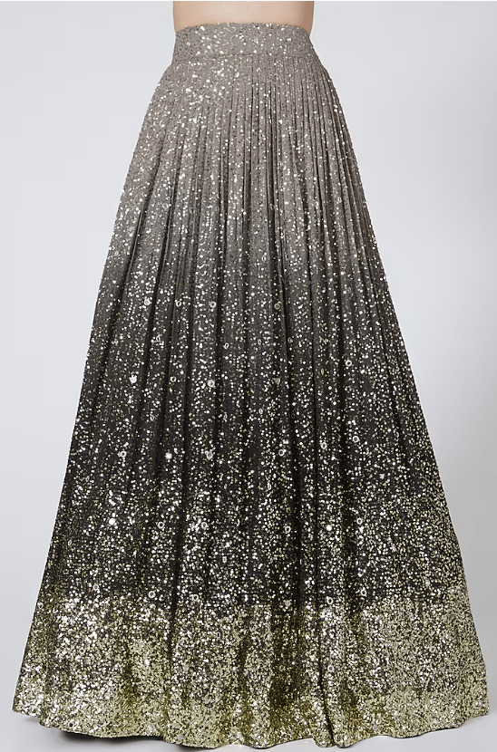 Grey Ombre Sequins Lehenga Set - Image 3