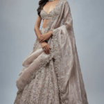 Champagne Organza Hand Embroidered Lehenga Set