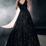 Black Georgette Sequins Gown
