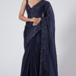 Blue Embroidered Organza Saree Set