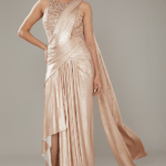 Gold Foil Jersey Concept Saree Set