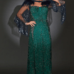 Green Tulle Embroidered Gown