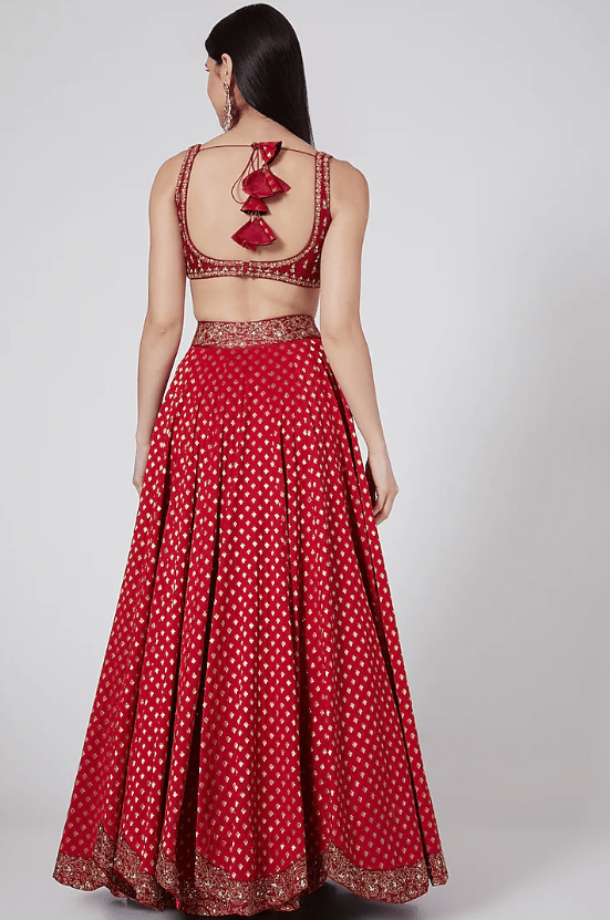 Red Embroidered Lehenga Set - Image 2