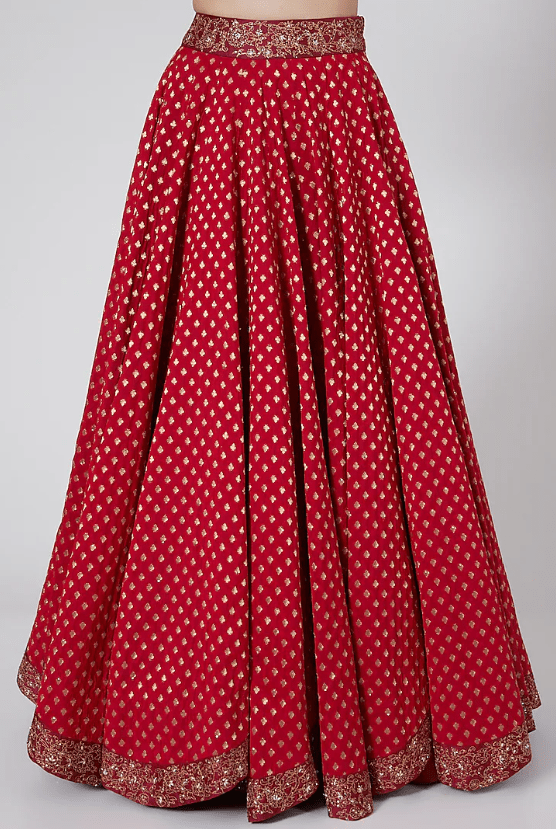 Red Embroidered Lehenga Set - Image 4