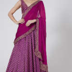 Wine Embroidered Lehenga Set