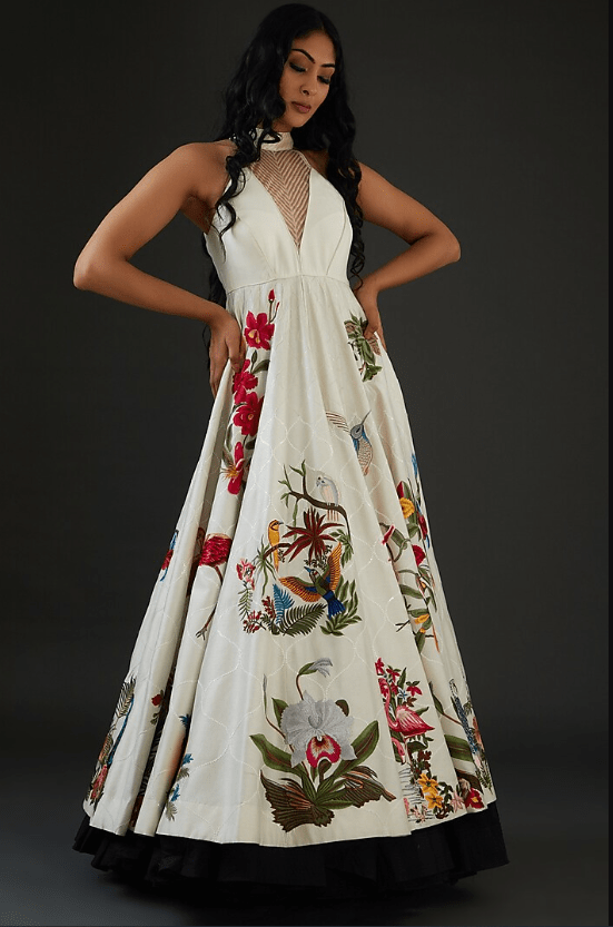 Ivory Chanderi Silk Embroidered Anarkali Set - Image 3