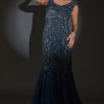Galaxy Blue Tulle Sequins Embellished Gown