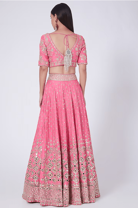 Pink Mirror Embellished Lehenga Set - Image 2