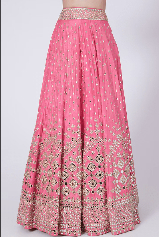 Pink Mirror Embellished Lehenga Set - Image 3