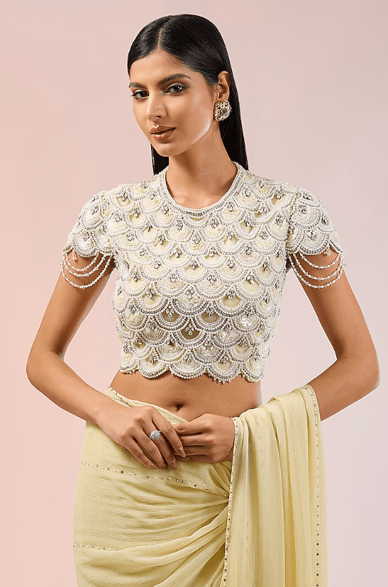 Pista Green Georgette Saree Set - Image 3