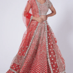 Red Mirror Embellished Lehenga Set