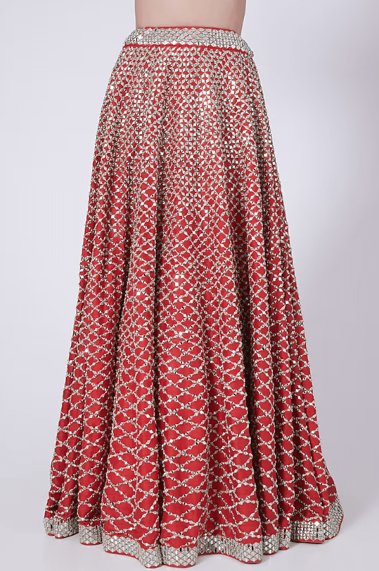 Red Mirror Embellished Lehenga Set - Image 3