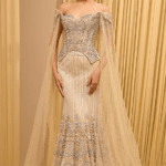 Gold Tulle Sequins Hand Embroidered Concept Structured Saree Set