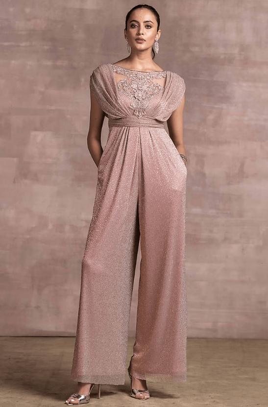 Old Rose Hand Embellished Jumpsuit