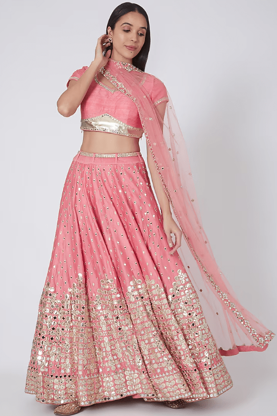 Peach Embellished Lehenga Set