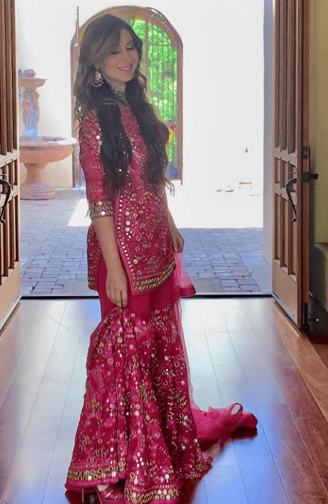 Fuchsia color mirror work sharara - Image 2