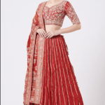 Cherry Red Silk Lehenga Set