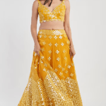 Yellow Hand Embroidered Lehenga Set