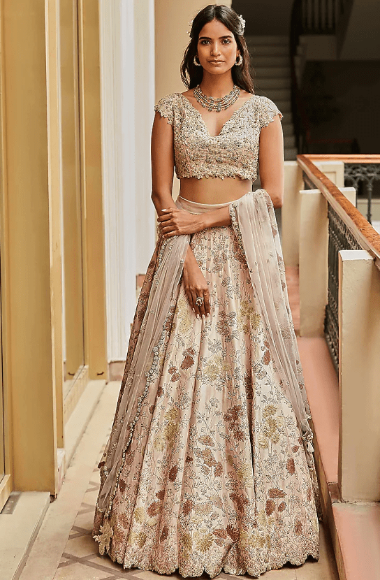 Blush Pink Hand Embroidered Lehenga Set