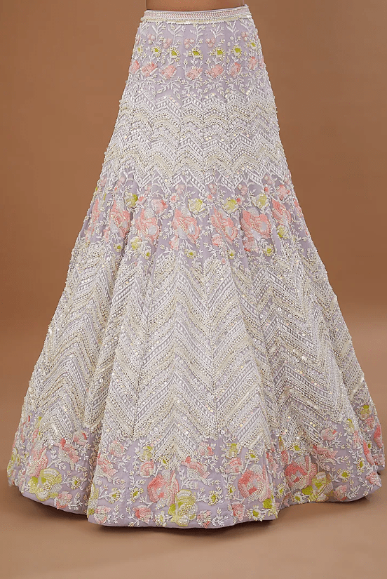 Lilac Metallic Georgette Mermaid Lehenga Set - Image 3