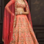Peach Rosette Lehenga