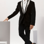 Black Satin & Velvet Tuxedo Set