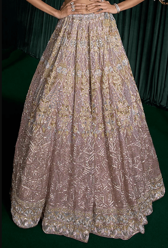 Lavender Net Resham Work Lehenga Set - Image 3