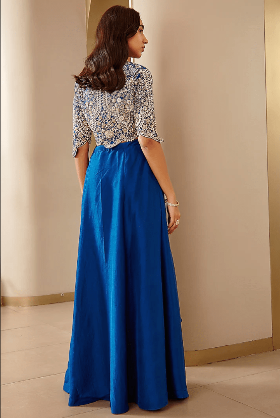 Jade Blue Mulberry Silk Skirt Set - Image 2