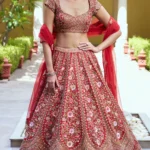 Red Temple Lehenga