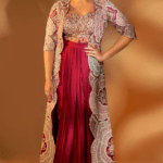 Sangria Plum Mulberry Silk Zardosi Embroidered Jacket Set