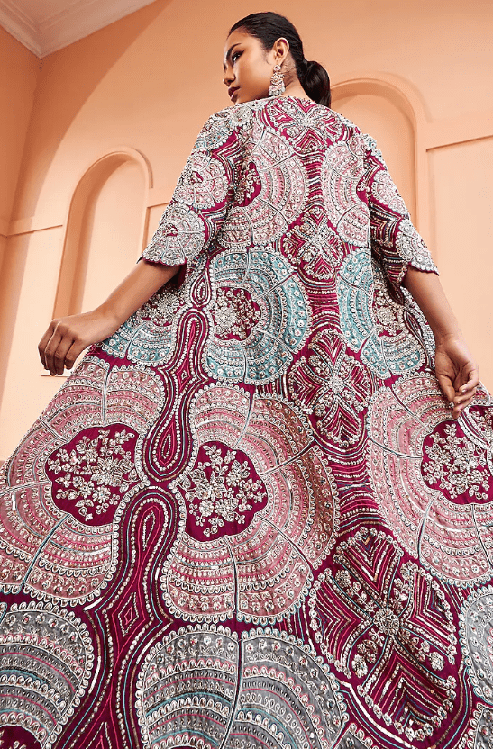 Sangria Plum Mulberry Silk Zardosi Embroidered Jacket Set - Image 2