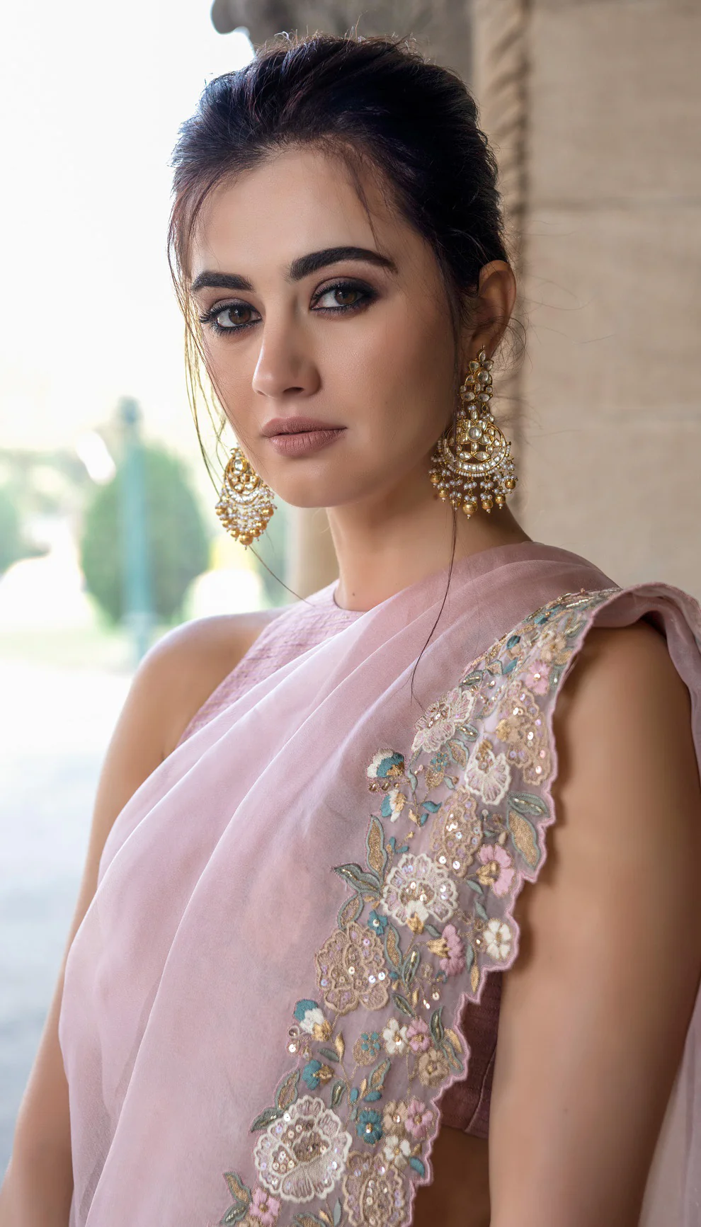 Blush Pink Silk Organza Saree - Image 2