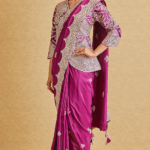 Aubergine Mulberry Silk Embroidered Saree Set