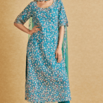 Pine Green Organza Embroidered Kurta Set