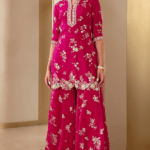 Scarlet Organza Embroidered Sharara Set