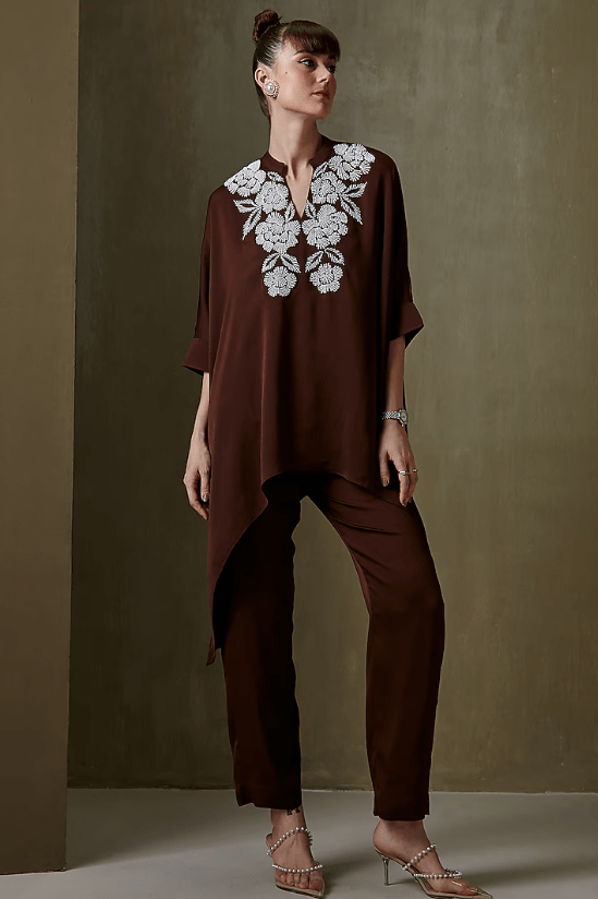 Brown Embellished Tunic