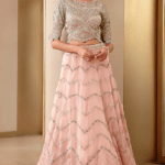 Soft Berry Organza Embroidered Skirt Set