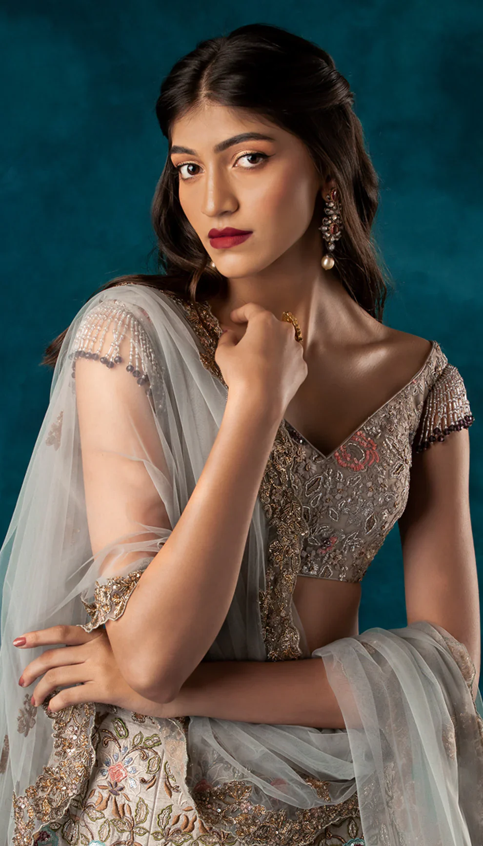Fog Grey Thread Lehenga - Image 2