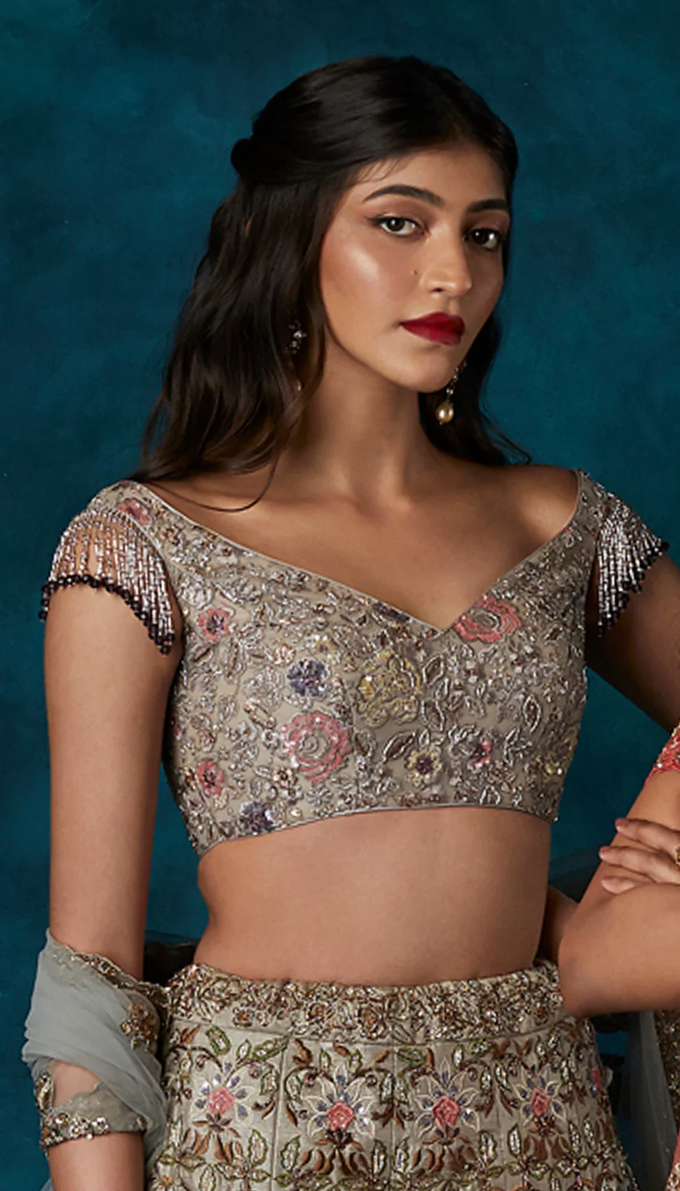 Fog Grey Thread Lehenga - Image 3