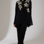 Charcoal Georgette Floral Hand & Machine Embellished Shirt