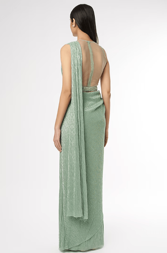 Jade Embellished Saree Set - Image 2